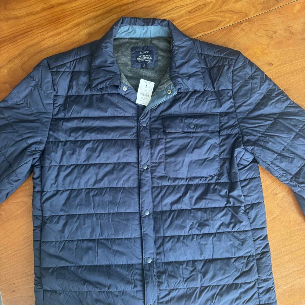 J.CREW Men's Jersey-Lined Quilted Jacket Size L Navy